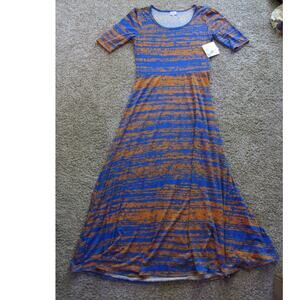 NEW LuLaRoe ANA full length Dress womans size Small Orange & Blue Comfy Stretch!